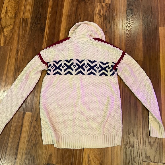 Women's Chaps Knitted Sweater Size medium Blue Maroon Cream - Picture 4 of 5
